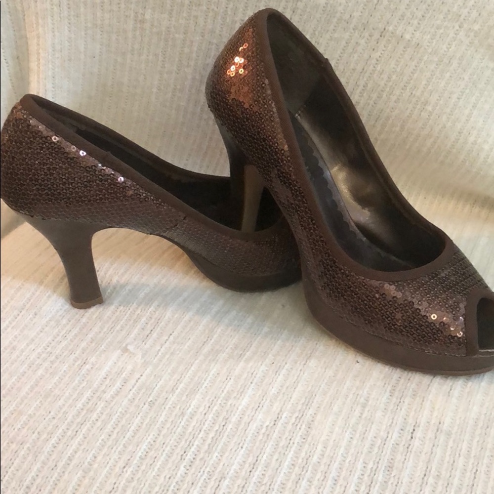 Madden Girl Bronze Sequin Heels